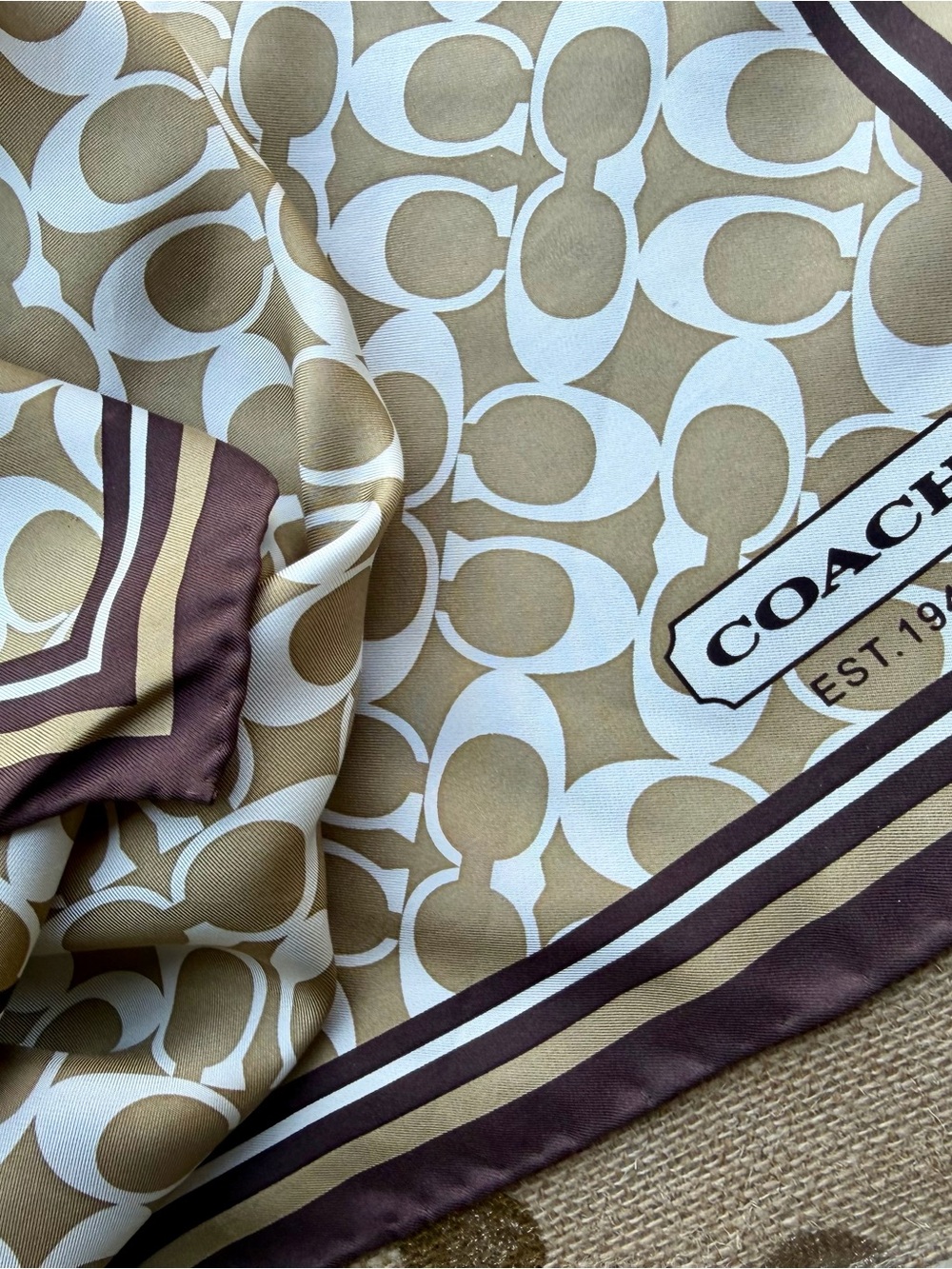Coach Silk Square Scarf ~Authentic ~100% Silk ~Signature C Pattern ~Vintage Y2K